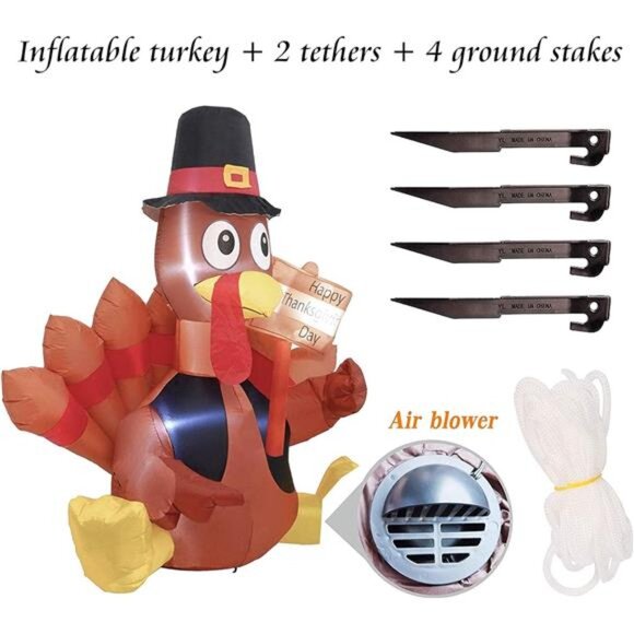 New‎ Thanksgiving Decoration Inflatable Turkey, 6FT Lighted Blow up Turkey - Picture 4 of 6